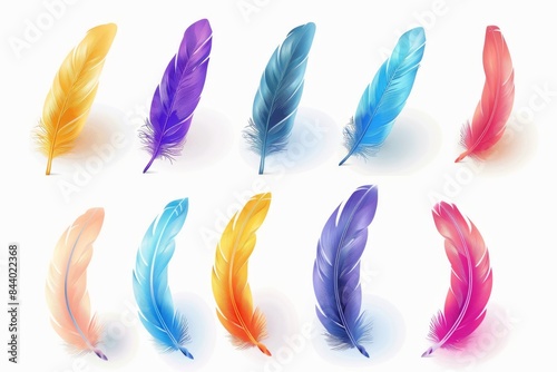 Feather icon, animal feathers isolated, plume symbol, elegant soft plume sign on white background © NendeR