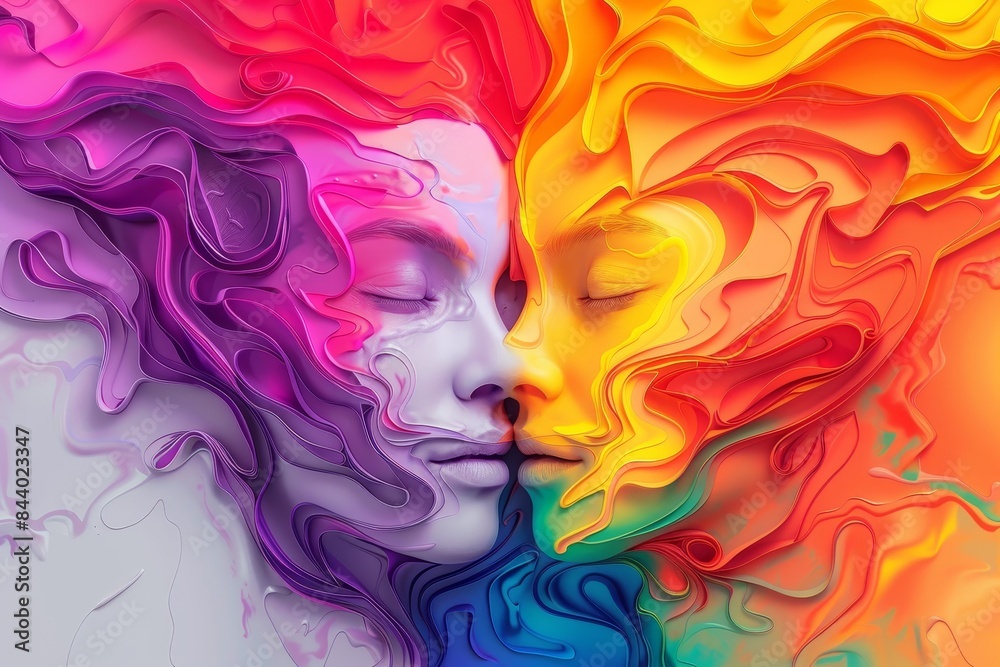 Fototapeta premium Vibrant LGBTQ+ Pride Month Graffiti Clip Art Collection in Realistic 3D Style