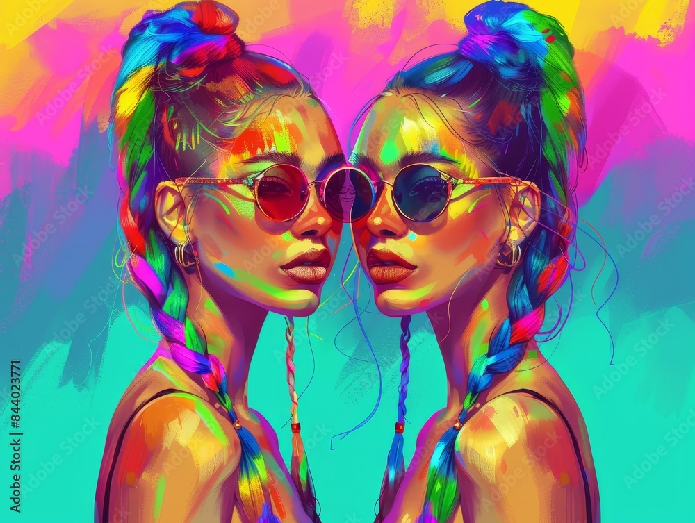 Fototapeta premium Celebrate LGBTQ+ Pride Month with Colorful Digital Painting Clip Art Bundle Featuring Realistic Lifelike Figures