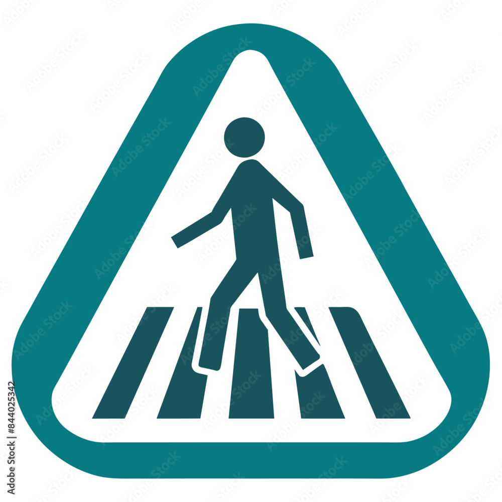 A person crosses a crosswalk in a triangle structure A person crosses a crosswalk in a triangle structure