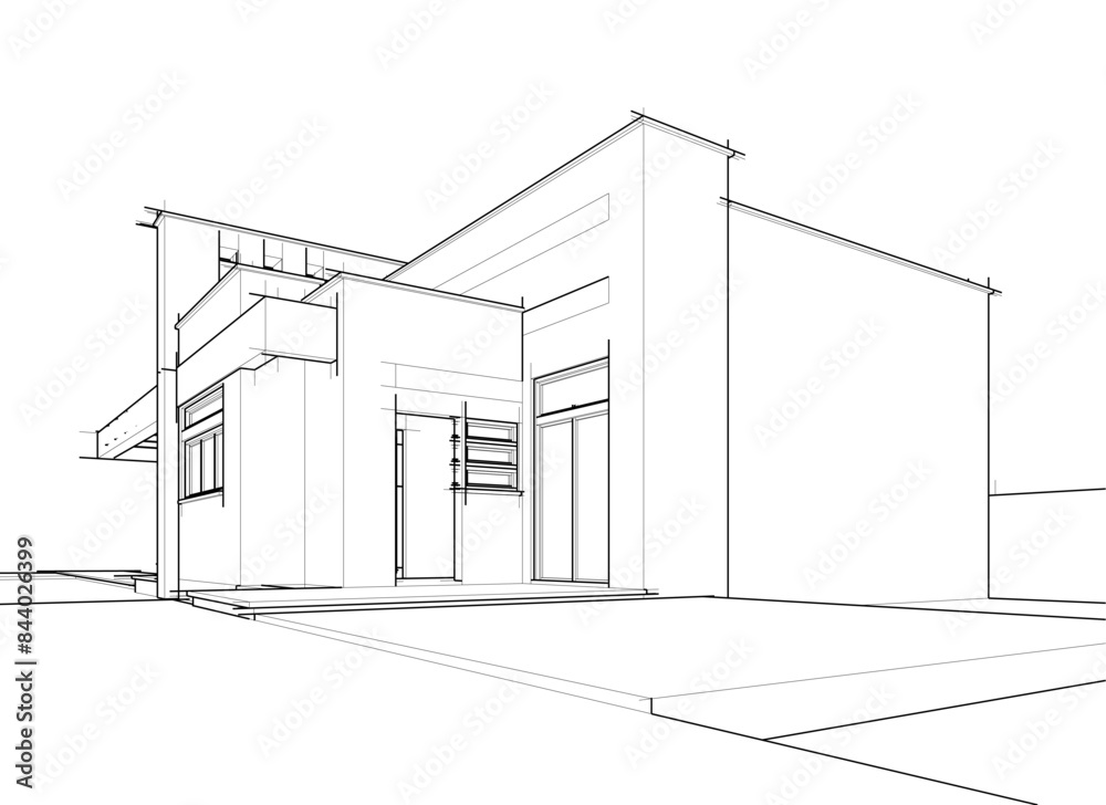 house building sketch architectural 3d illustration house building sketch architectural 3d illustration