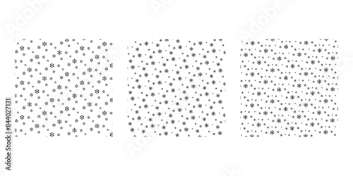 Set of abstract snowflake pattern on white background