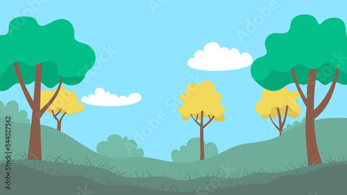Summer landscape with trees. Simple vector illustration