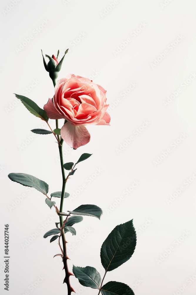 flower Photography, Alain Rosa copy space on right, Isolated on white Background flower Photography, Alain Rosa copy space on right, Isolated on white Background