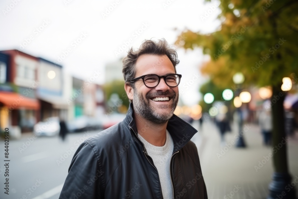 Portrait of a handsome man with eyeglasses in the street Portrait of a handsome man with eyeglasses in the street