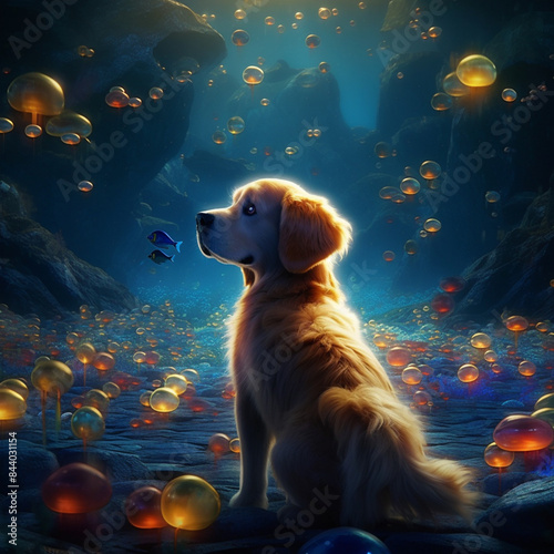 dog in the sea
