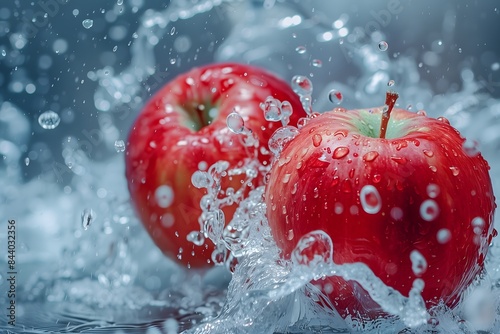 Splashing Red Apples in Refreshing Water