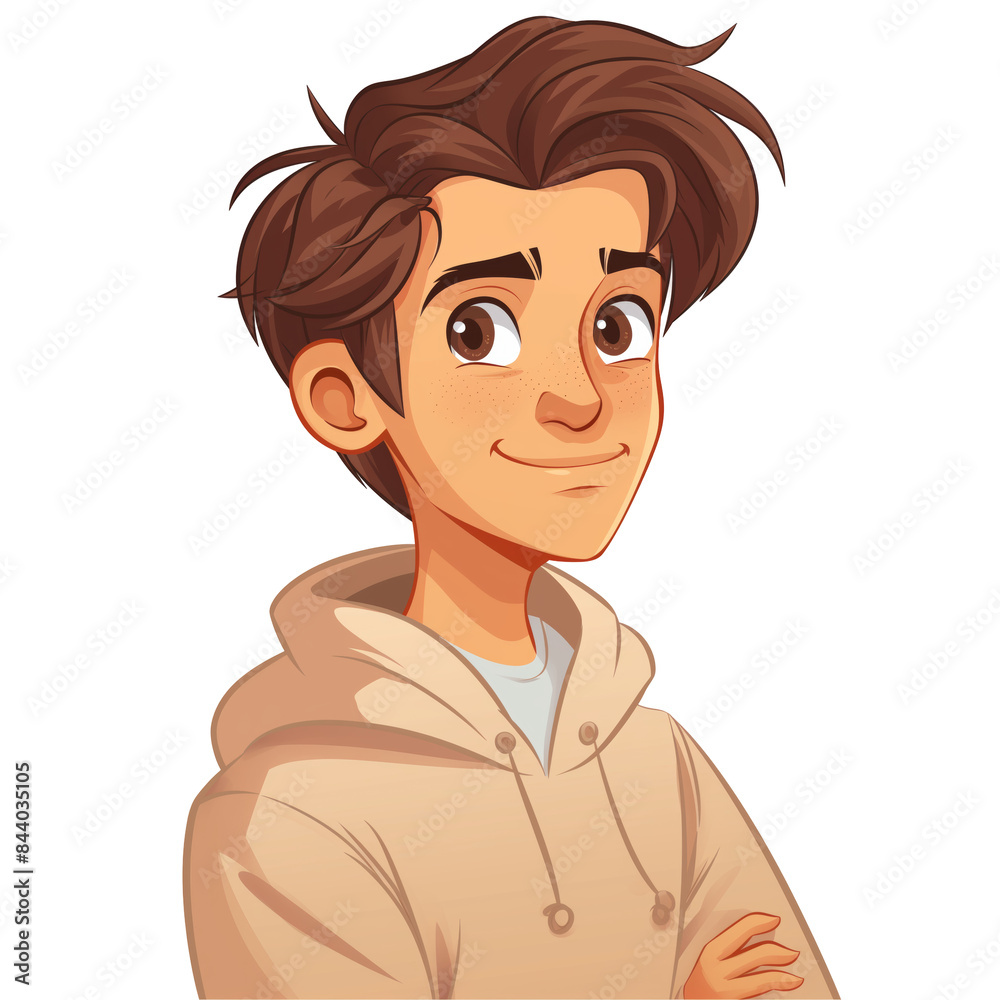 young latino man with brown hair . png . clip art . vector cartoon art style . remove background young latino man with brown hair . png . clip art . vector cartoon art style . remove background