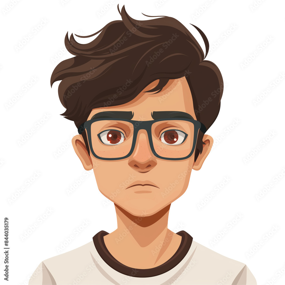 young latino man with brown hair wearing glasses . png . clip art . vector cartoon art style . remove background young latino man with brown hair wearing glasses . png . clip art . vector cartoon art style . remove background