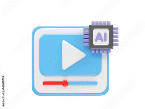 Ai icon 3d rendering illustration element