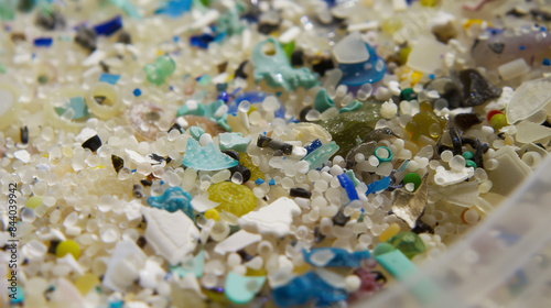 microplastics in the ocean. plastic pollution harming health.