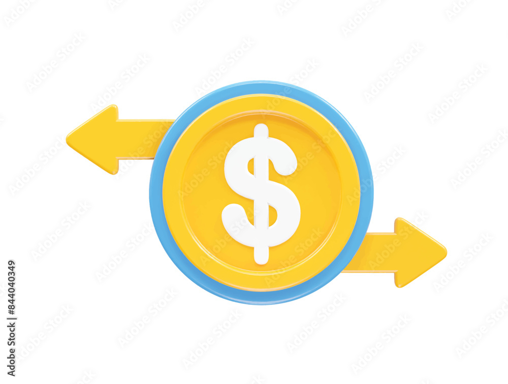 Money transfer icon illustration 3d rendering Money transfer icon illustration 3d rendering