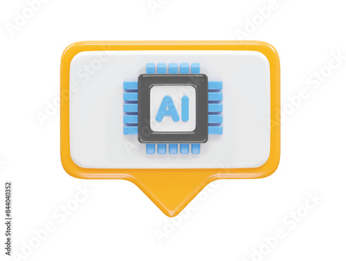 Ai icon 3d rendering illustration element
