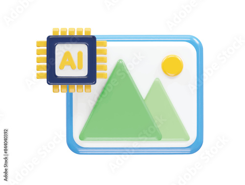 Ai icon 3d rendering illustration element