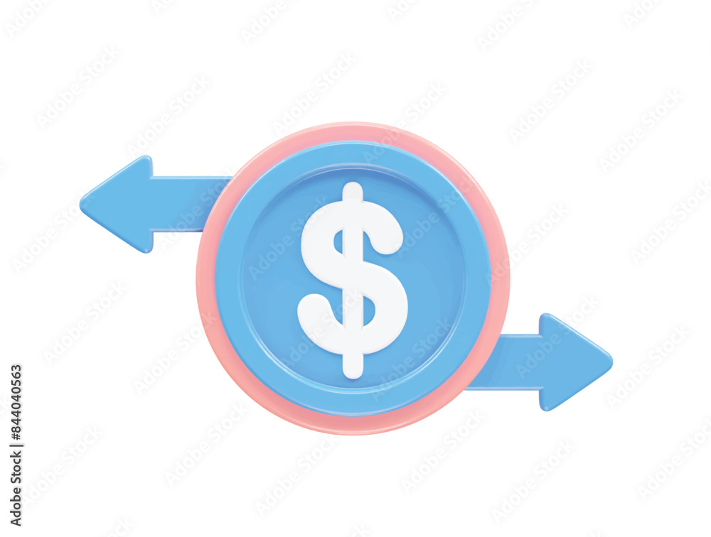 Money transfer icon illustration 3d rendering Money transfer icon illustration 3d rendering