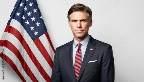 portrait of American male senator, isolated white background 