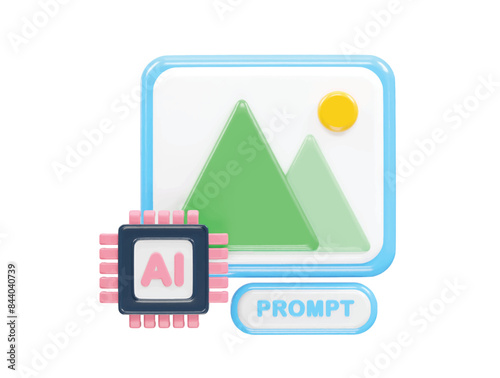 Ai icon 3d rendering illustration element