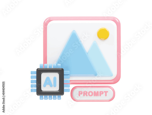 Ai icon 3d rendering illustration element
