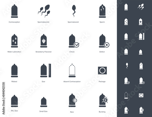 Condom icon set. Safe sex icon vector illustration.	