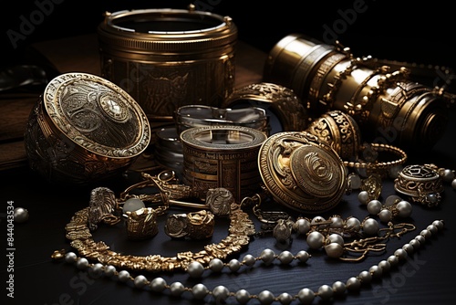 antique pocket watch with coins