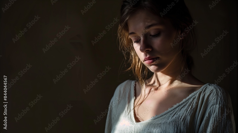 Portrait of a sad pregnant woman looking worried Portrait of a sad pregnant woman looking worried