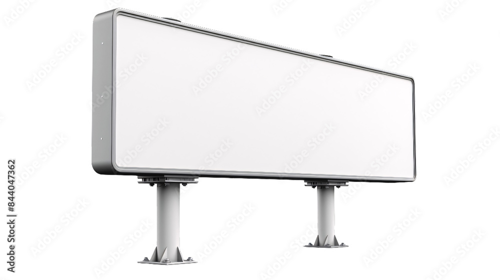 Fototapeta premium Close-Up of Contemporary Plastic Sign Panel with Smooth Surface on White Background | Versatile Marketing Signage Concept