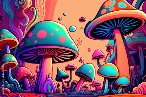 Mushrooms psychedelic. Generative AI