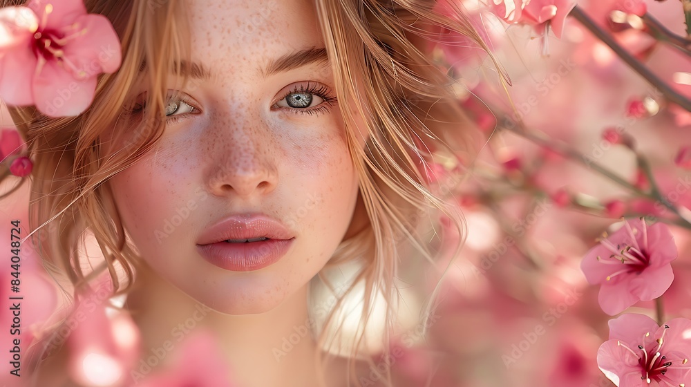 Spring fashion photoshoot set against backdrop of vibrant spring blooms Spring fashion photoshoot set against backdrop of vibrant spring blooms