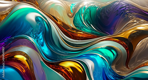 Abstract Colorful Liquid Waves