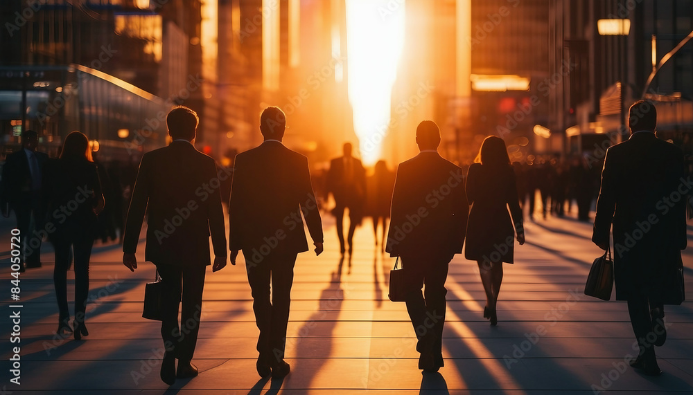 silhouettes of business people crossing the pedestrian walkway in new york, sunset cityscape
silhouettes of business people crossing the pedestrian walkway in new york, sunset cityscape