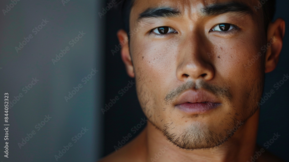 Fototapeta premium Um belo homem asiático de frente para a câmera