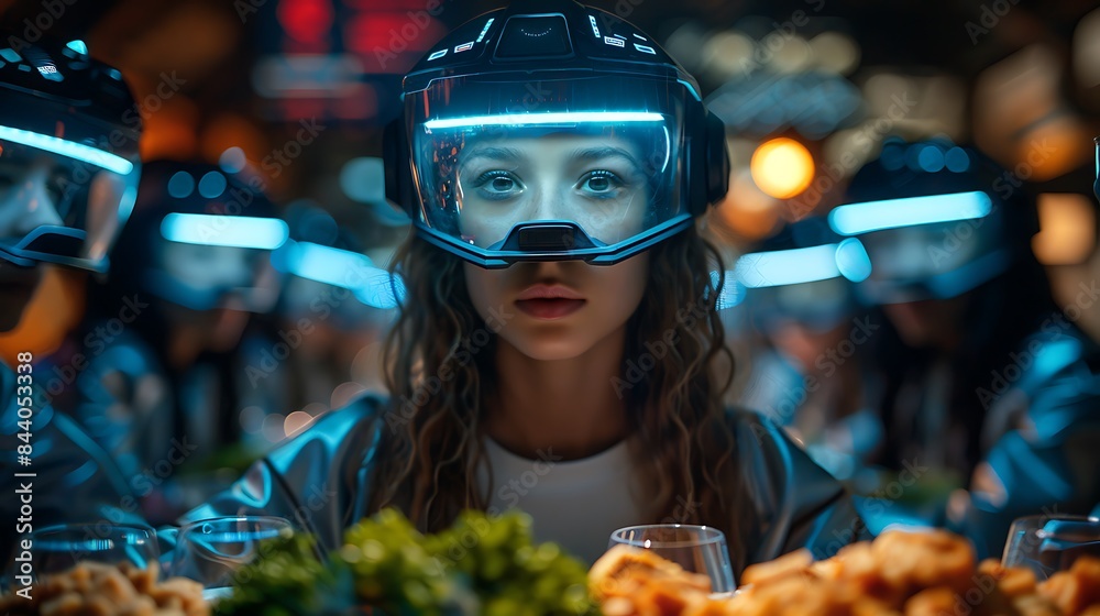 Teens enjoying futuristic Thanksgiving dinner Teens enjoying futuristic Thanksgiving dinner