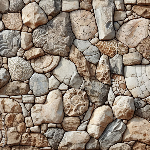 Embedded Fossilized Shells in Rock Formation photo