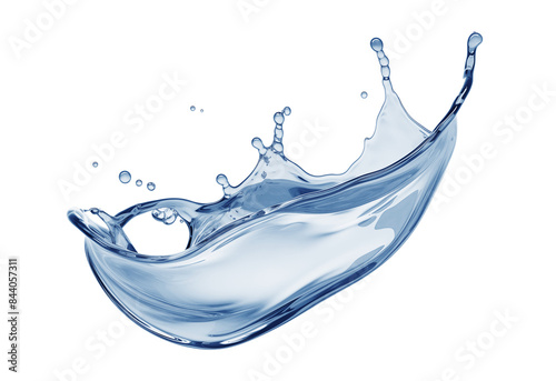 Water splash on isolated background. Fresh blue water splash. 
