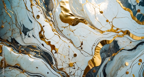 Abstract Art Gold and Silver Swirls photo