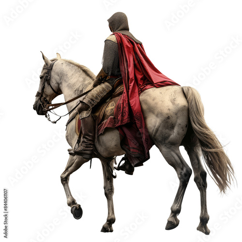 Detailed image of a knight in armor on horseback, ideal for historical concepts, isolated on a transparent background photo
