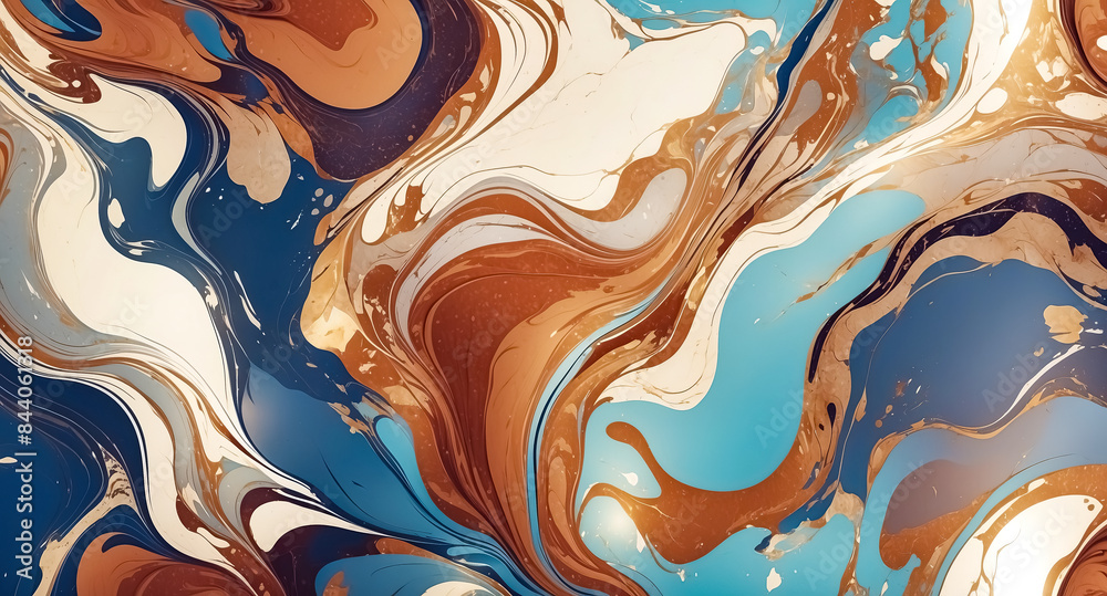 Abstract Swirling Colors - Blue, Brown and White Fluid Art Abstract Swirling Colors - Blue, Brown and White Fluid Art