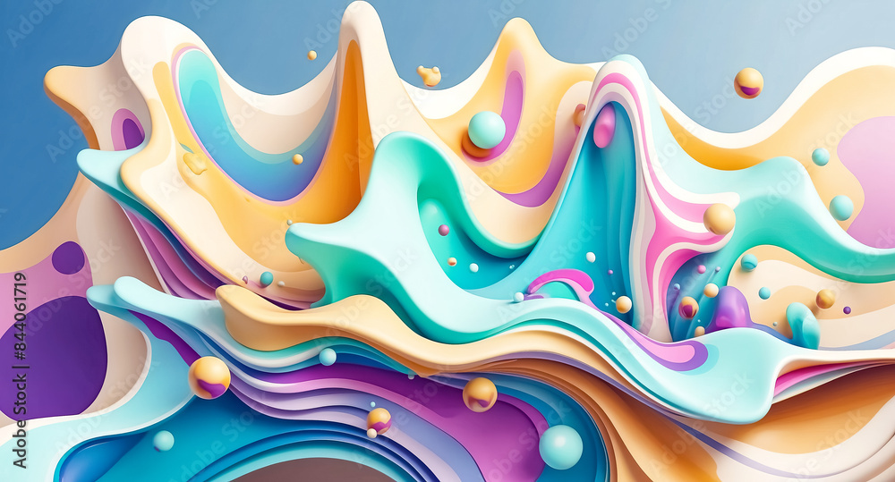 Abstract 3D Fluid Shapes with Pastel Colors Abstract 3D Fluid Shapes with Pastel Colors