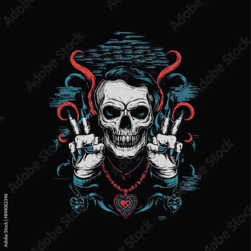 Dark detailed skull gets a makeover with an expressive skull textured background in vector illustration