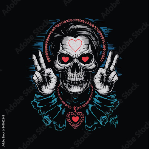 Dark detailed skull gets a makeover with an expressive skull textured background in vector illustration