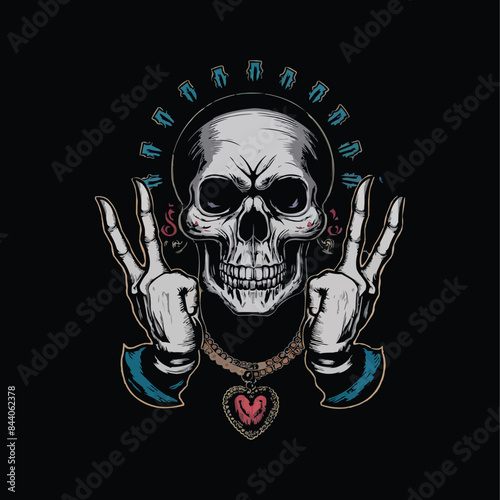 Dark detailed skull gets a makeover with an expressive skull textured background in vector illustration