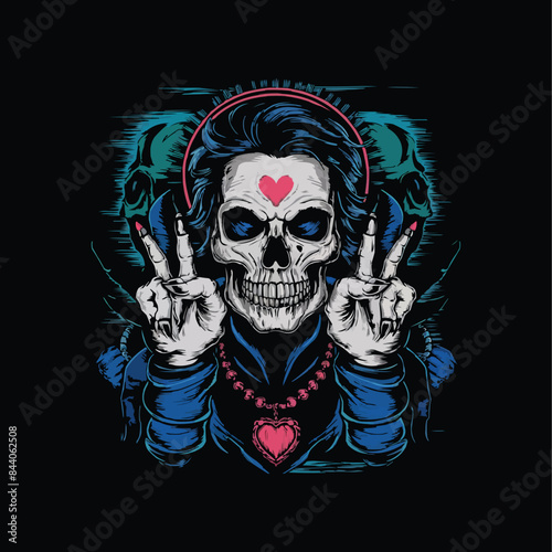 Dark detailed skull gets a makeover with an expressive skull textured background in vector illustration