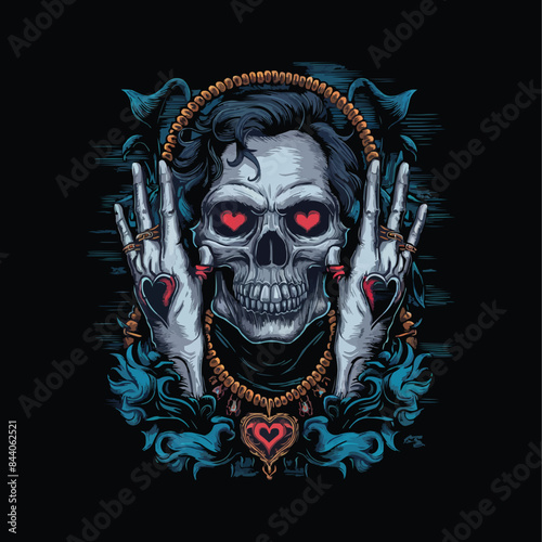 Dark detailed skull gets a makeover with an expressive skull textured background in vector illustration