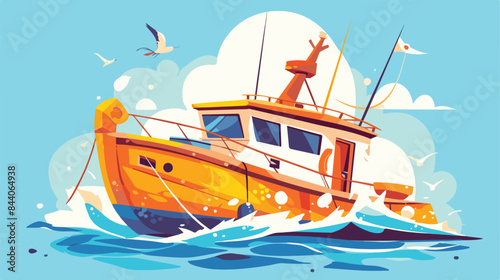 Boat clipart isolated vector illustration. 2d flat © Molvi
