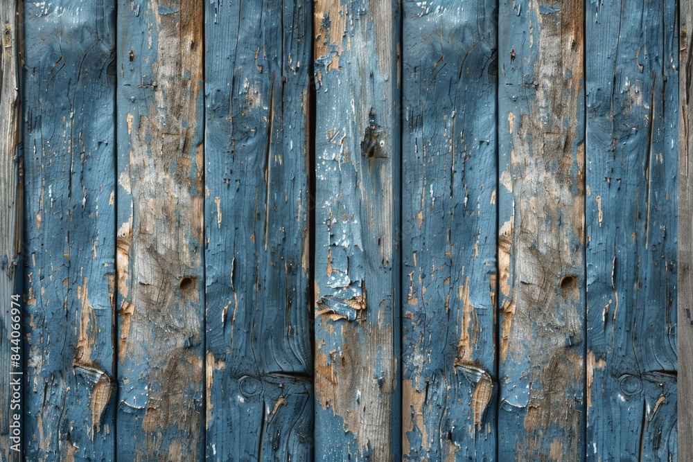 Fototapeta premium A close-up shot of a wooden wall with peeling paint, perfect for use in DIY or home renovation projects