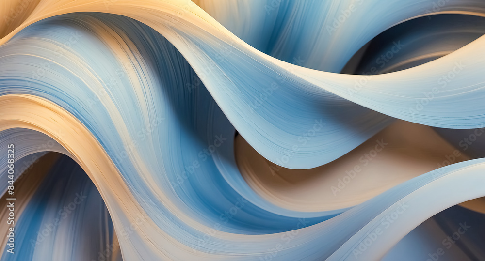Abstract Blue and Beige Curved Shapes Abstract Blue and Beige Curved Shapes