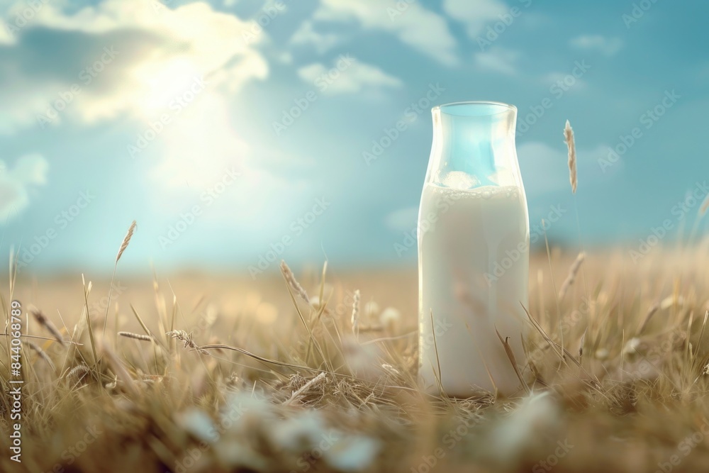 A glass of milk left unattended in a natural setting, possibly with scenic views or wildlife nearby A glass of milk left unattended in a natural setting, possibly with scenic views or wildlife nearby