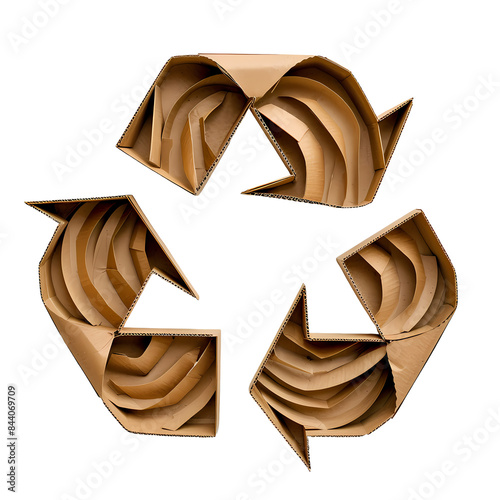 recycling symbol made with old paper on transparent background