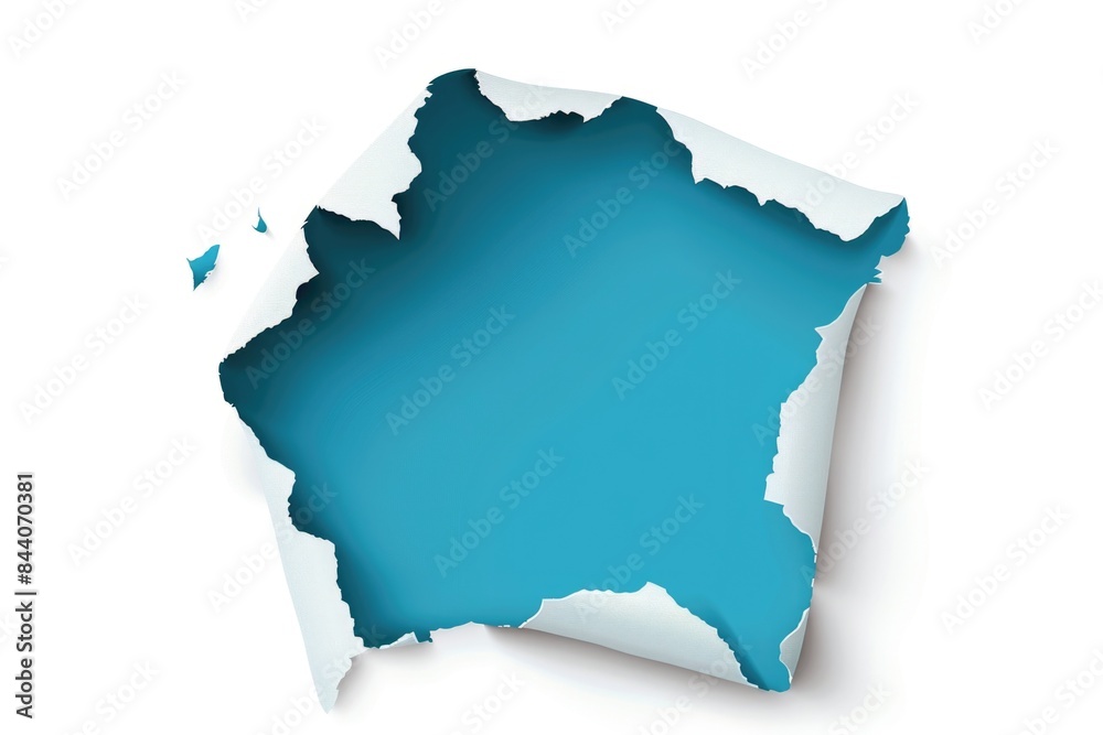 A small piece of paper with a blue background, torn and frayed at the edges A small piece of paper with a blue background, torn and frayed at the edges