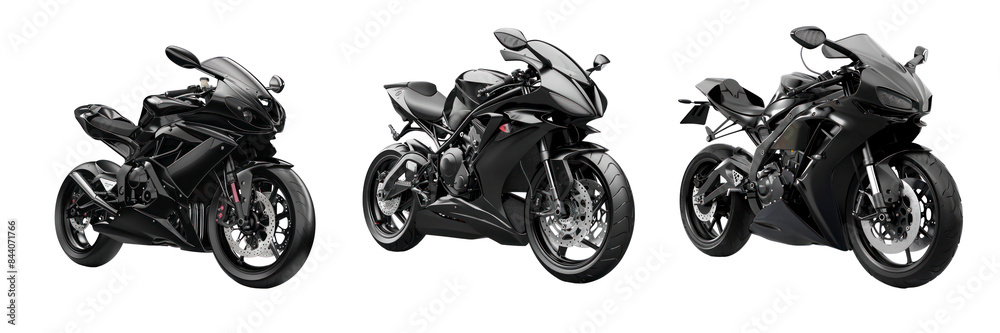 Set of modern sports motorcycle isolated on transparent background Set of modern sports motorcycle isolated on transparent background